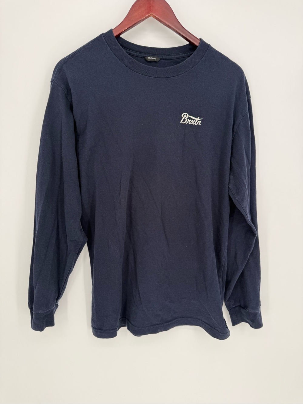 Brixton Long Sleeve Logo T-Shirt Navy Blue Men’s Medium Standard Fit